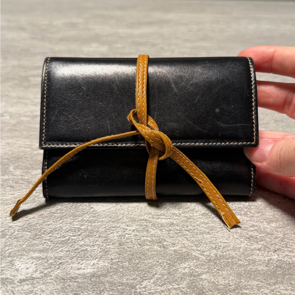 Vintage Mark Cross Made In Italy Small Black Leather Travel Jewelry Case